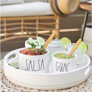 Rae Dunn x Magenta Salsa Guacamole Ceramic Serving Bowl Set White